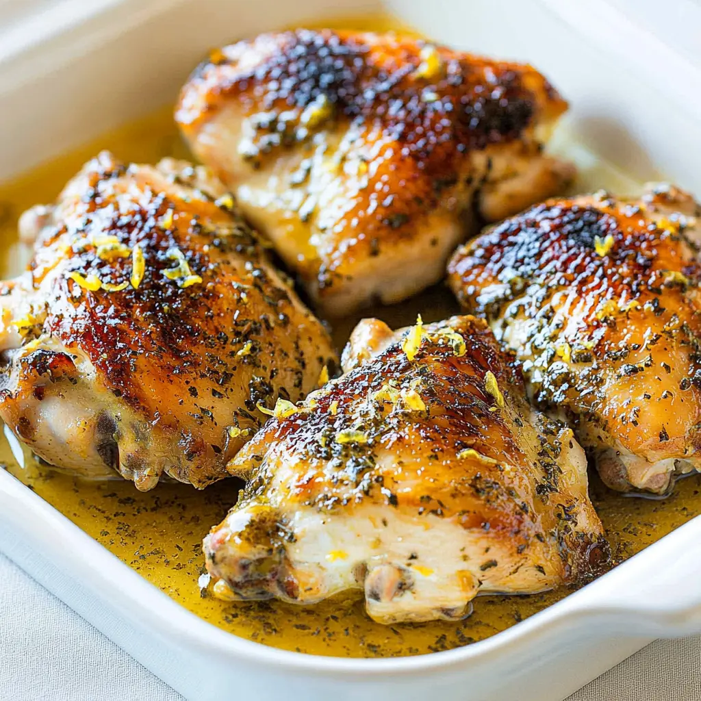 Juicy Lemon Chicken Thighs Easy Weeknight Dinner 3 JUICY LEMON CHICKEN THIGHS centered hero view, clean and uncluttered
