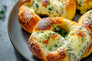 MOZZARELLA STUFFED SOFT PRETZELS centered hero view, clean and uncluttered