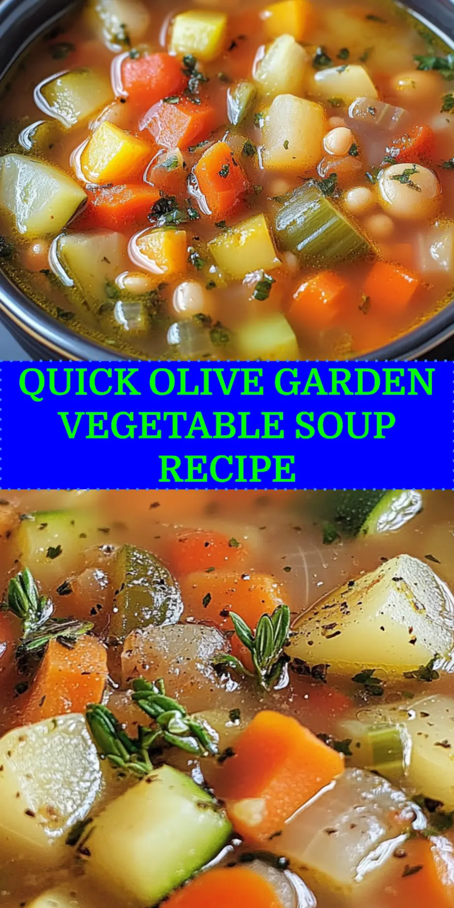 OLIVE GARDEN VEGETABLE SOUP centered hero view, clean and uncluttered