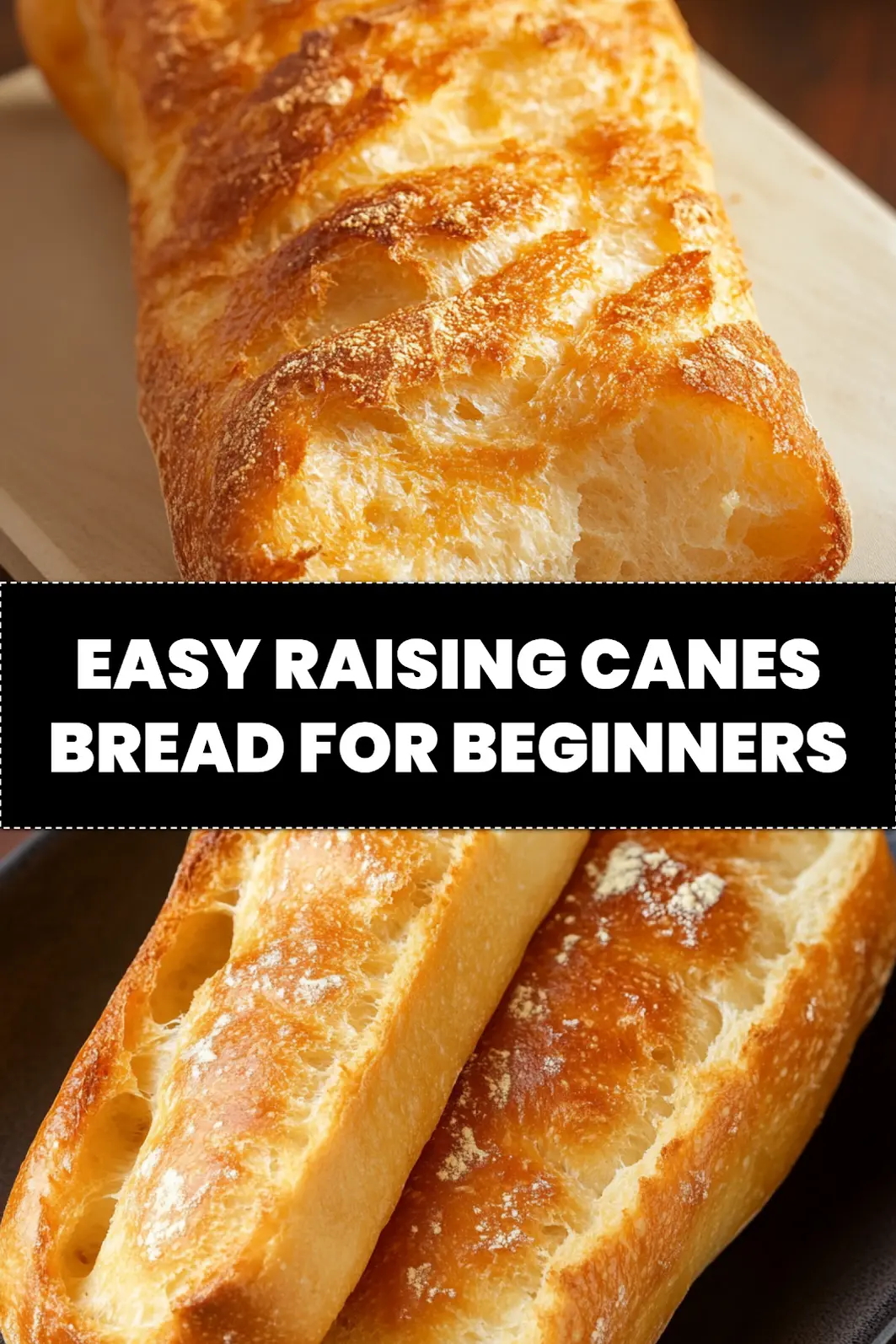 Raising Canes Bread Recipe: Easy Homemade Texas Toast 4 Raising Canes garlic butter bread recipe with crispy golden edges on serving board