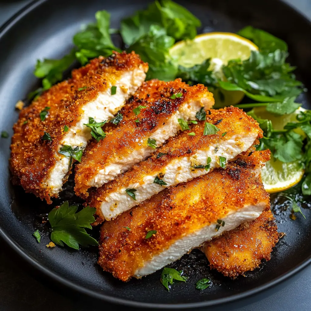 Air Fryer Crispy Chicken Breast Recipe Easy and Delicious 2 AIR FRYER CRISPY CHICKEN BREAST centered hero view, clean and uncluttered