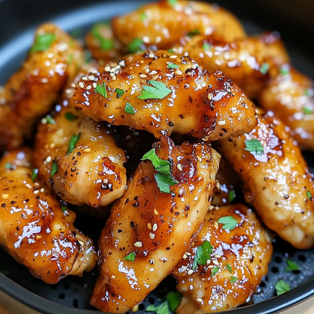 Air Fryer Honey Butter Garlic Chicken Recipe Easy Best 2 AIR FRYER HONEY BUTTER GARLIC CHICKEN centered hero view, clean and uncluttered