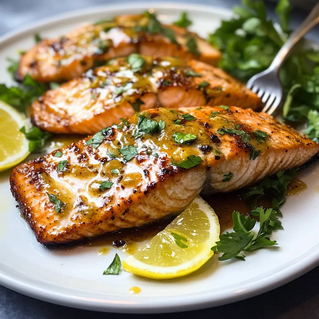 Air Fryer Honey Mustard Salmon Recipe Easy and Quick 2 AIR FRYER HONEY MUSTARD SALMON centered hero view, clean and uncluttered