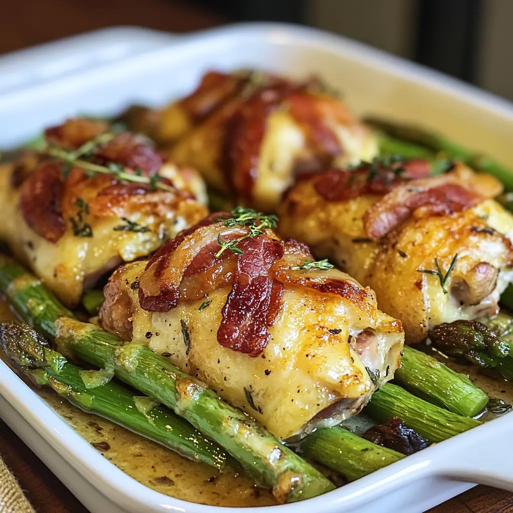 ASPARAGUS BACON CHICKEN POTATO centered hero view, clean and uncluttered