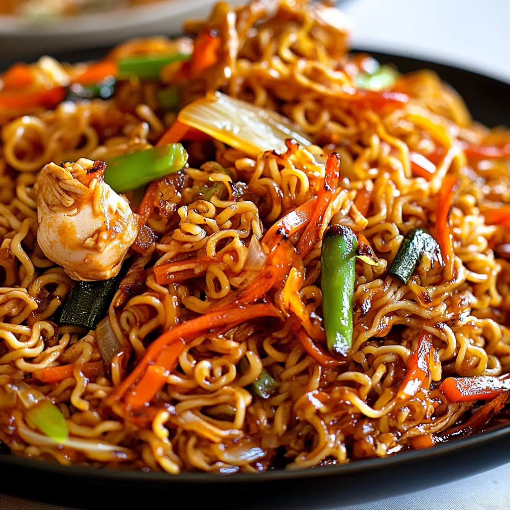 CHICKEN VEGETABLE RAMEN NOODLES centered hero view, clean and uncluttered