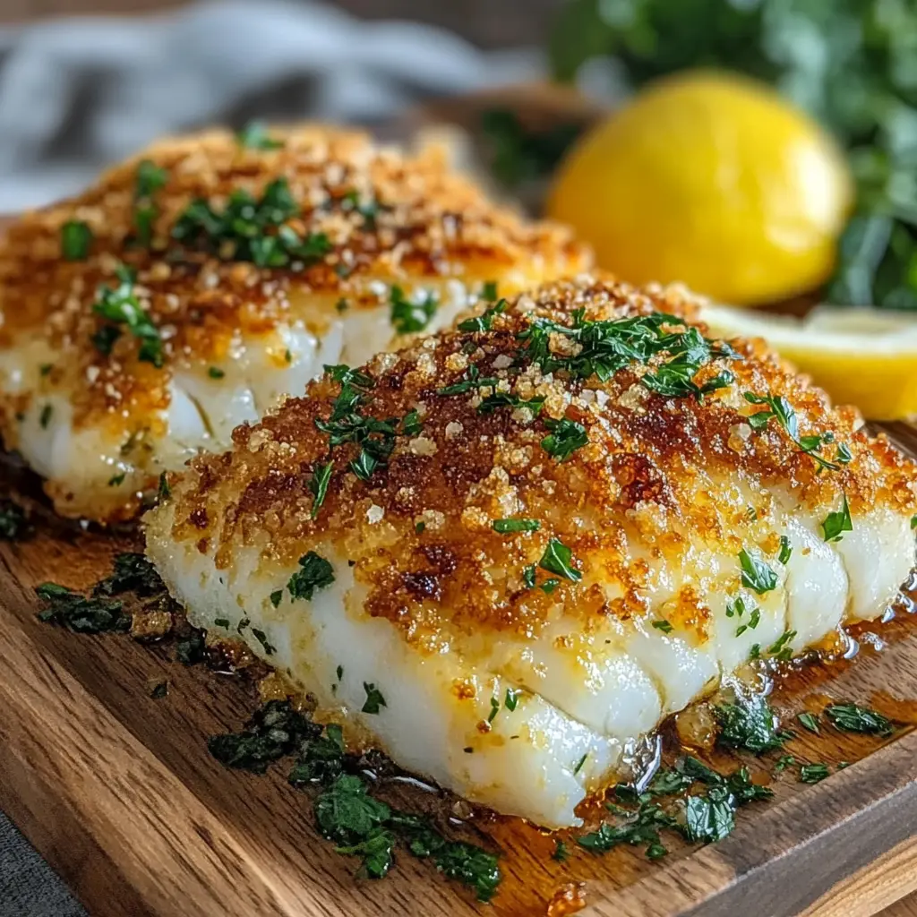 CRISPY AIR FRYER PARMESAN CRUSTED COD centered hero view, clean and uncluttered