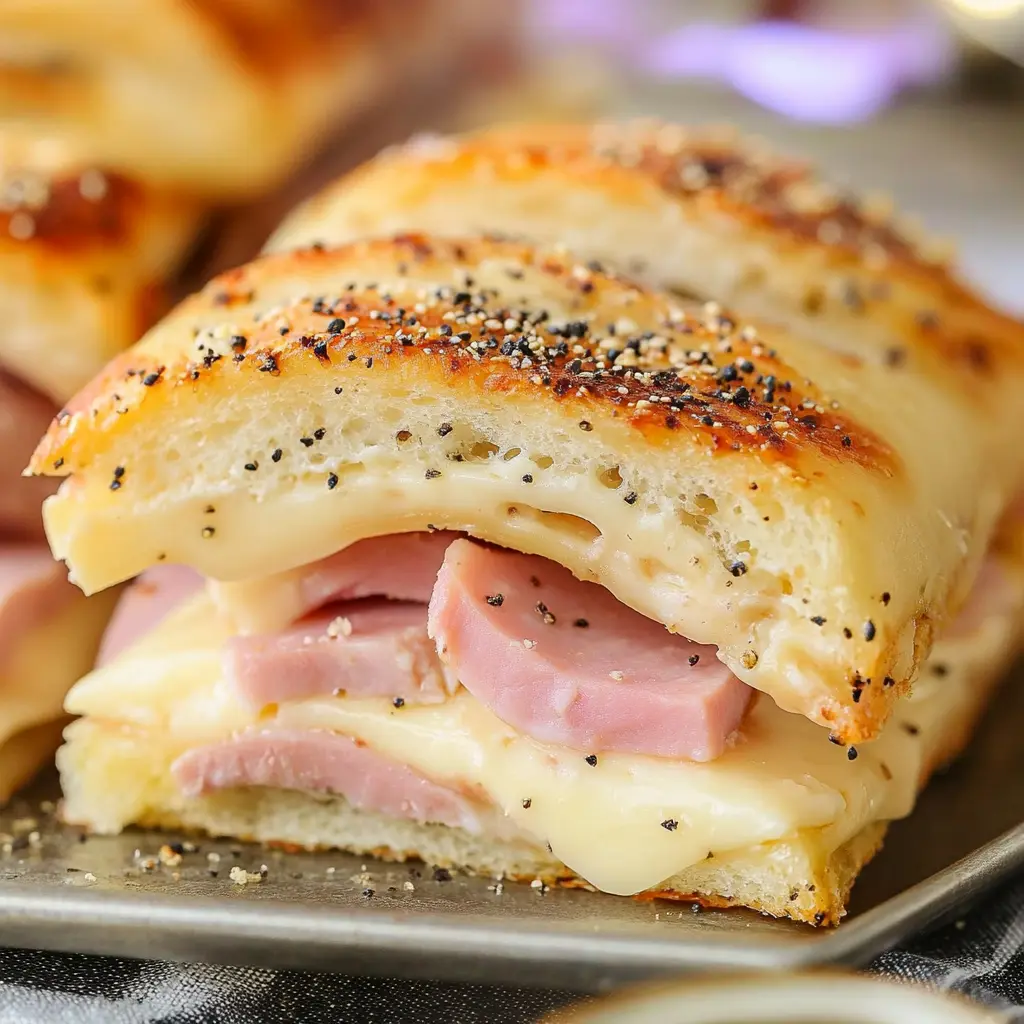 Ham and Cheese Sliders Recipe - Easy and Irresistible 2 HAM AND CHEESE SLIDERS centered hero view, clean and uncluttered