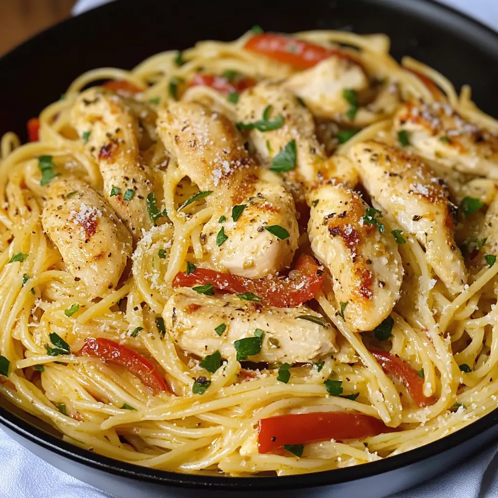 OLIVE GARDEN CHICKEN SCAMPI centered hero view, clean and uncluttered