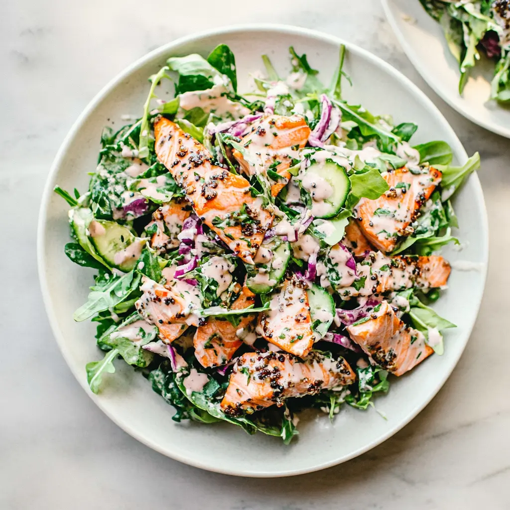 SALMON SALAD centered hero view, clean and uncluttered
