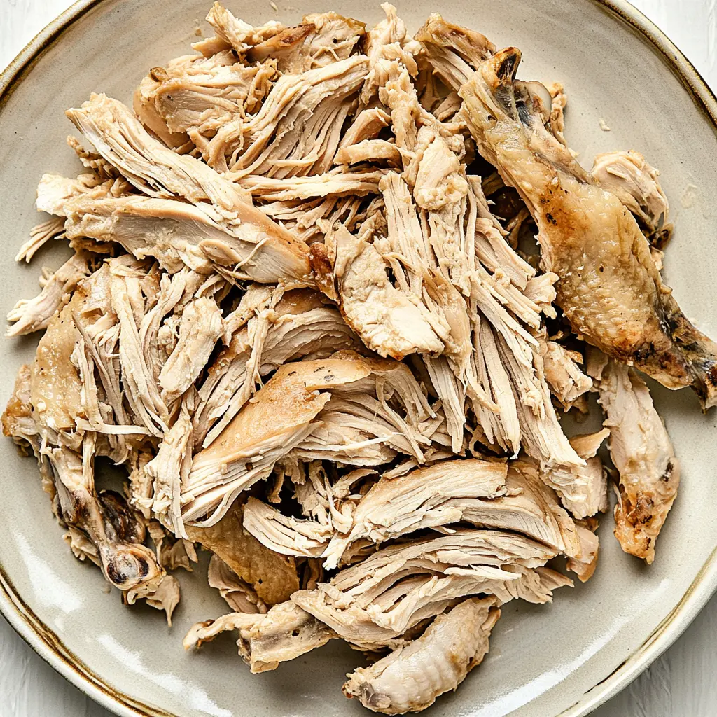 Slow Cooker Shredded Chicken Easy Weeknight Dinner 2 SLOW COOKER SHREDDED CHICKEN centered hero view, clean and uncluttered