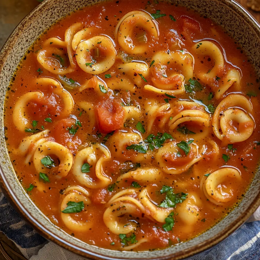 Tomato Tortellini Soup Easy Cozy Dinner for Busy Nights 3 Tomato Tortellini Soup in a bowl, creamy and comforting
