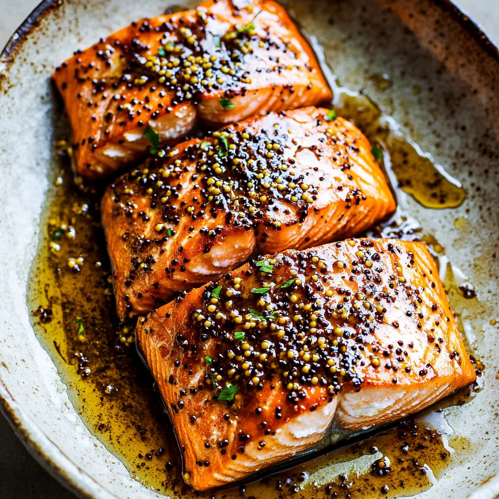 20 Minute Honey Mustard Salmon centered hero view, clean and uncluttered