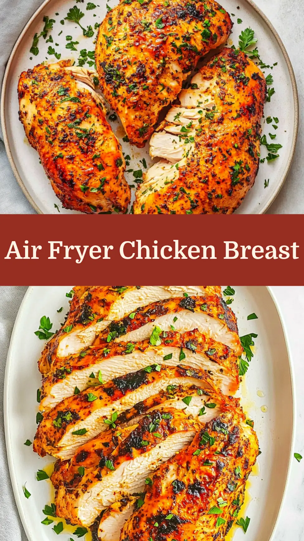 Air fryer chicken breast recipe pin image