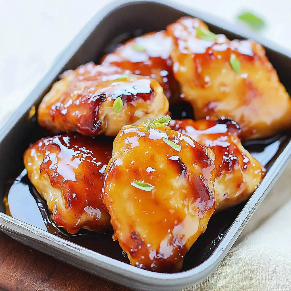 Air fryer Easter chicken thighs honey glazed centered hero view, clean and uncluttered