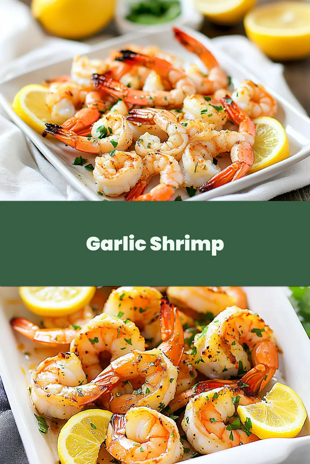 Air Fryer Garlic Shrimp with Lemon Easy Weeknight Dinner 4 Air fryer garlic shrimp with lemon pin image, clean and uncluttered