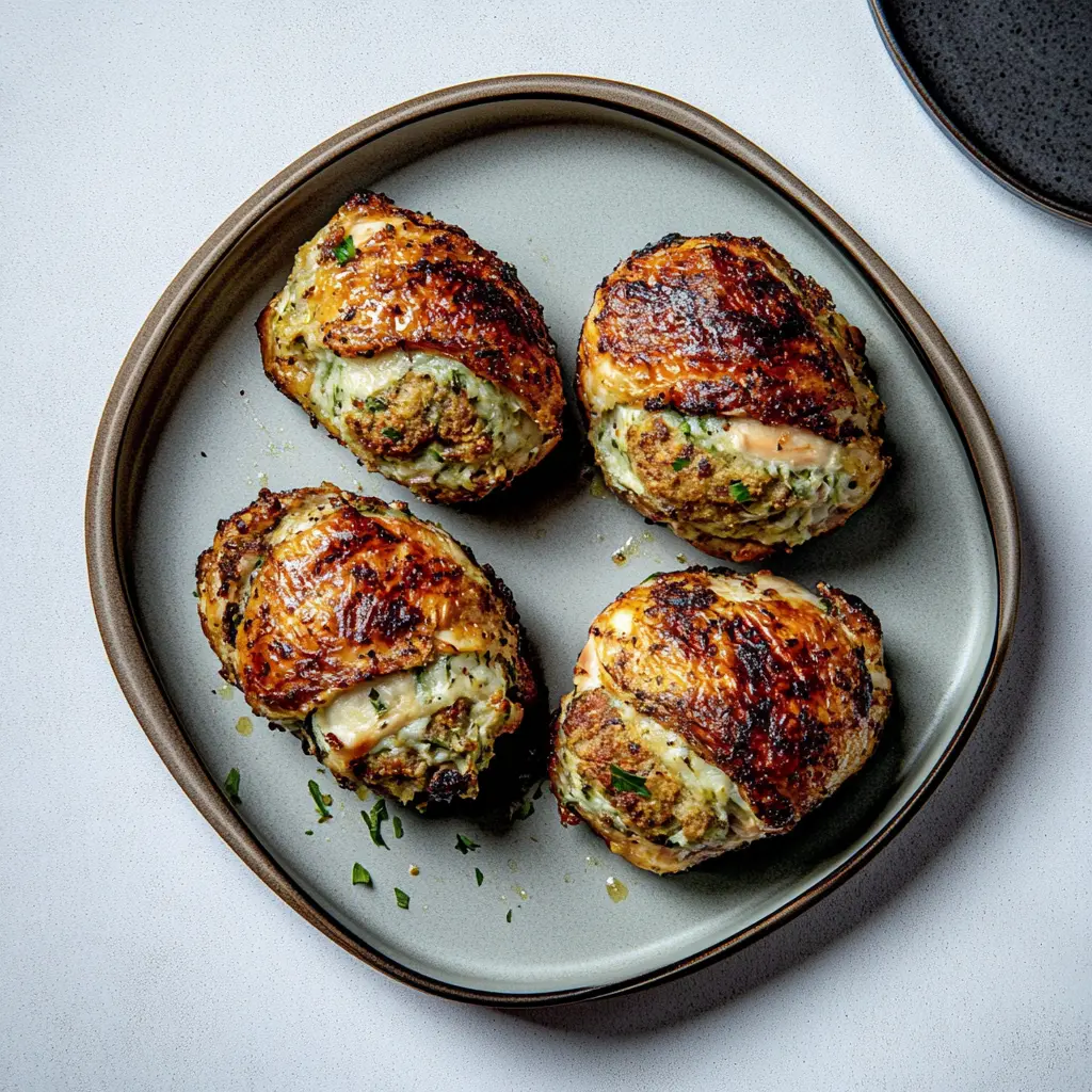Air Fryer Stuffed Chicken Breasts Easy Weeknight Dinner 3 AIR FRYER STUFFED CHICKEN BREASTS centered hero view, clean and uncluttered