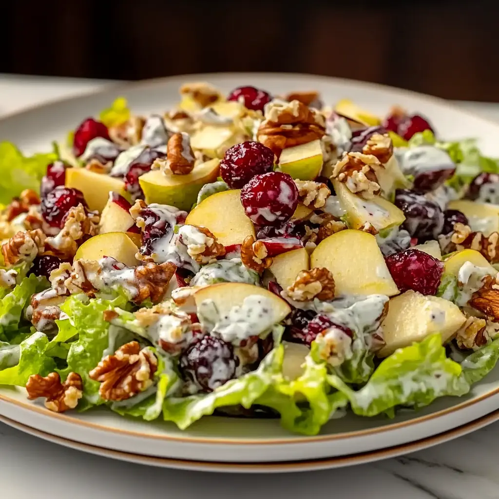 APPLE WALNUT CRANBERRY SALAD centered hero view, clean and uncluttered
