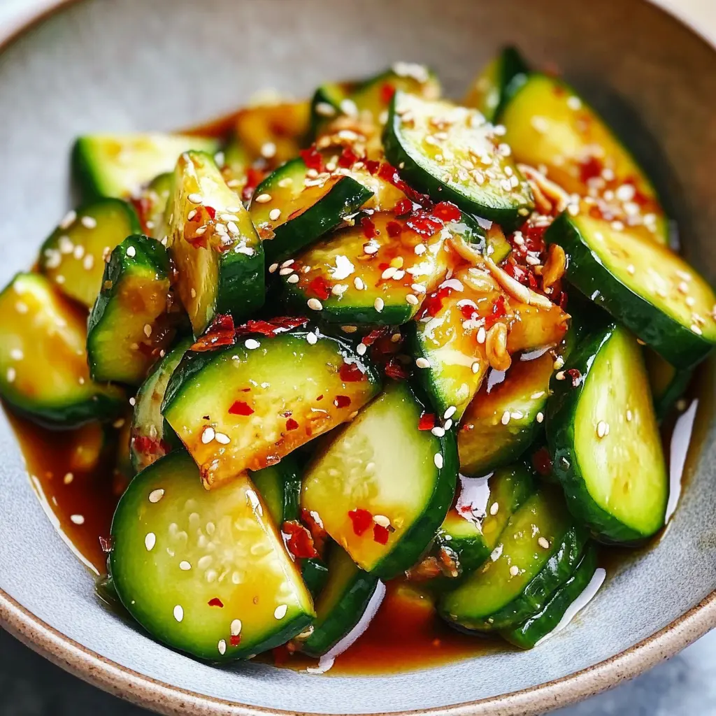 ASIAN CUCUMBER SALAD centered hero view, clean and uncluttered