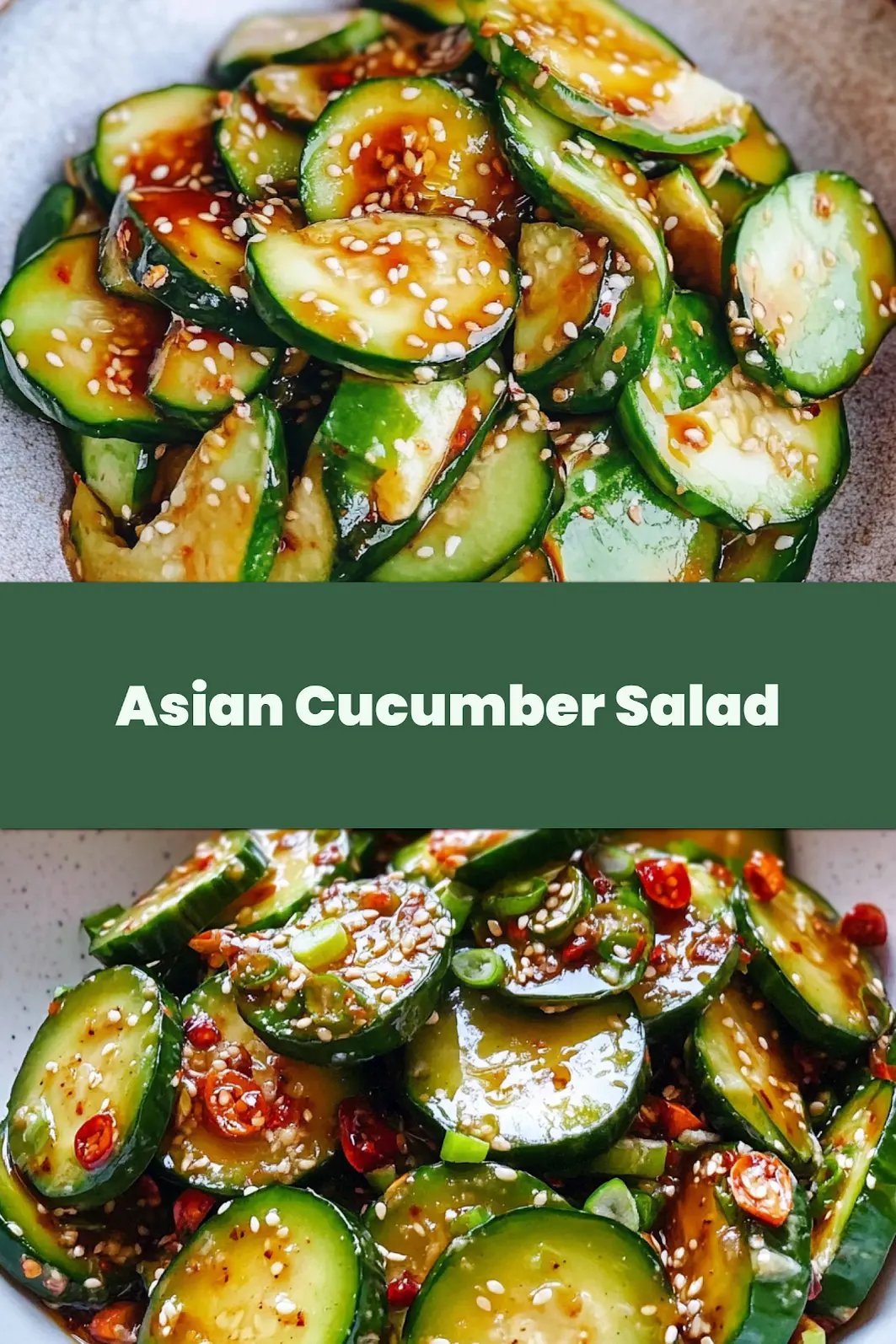 ASIAN CUCUMBER SALAD centered hero view, clean and uncluttered