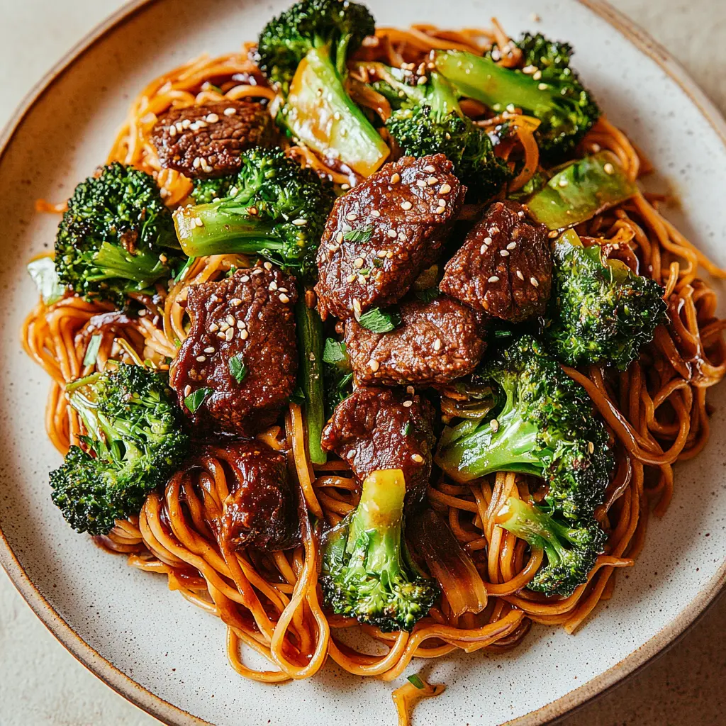 Beef and Broccoli Lo Mein Noodles Easy Weeknight Dinner 3 Beef and Broccoli Lo Mein Noodles in a white bowl with chopsticks