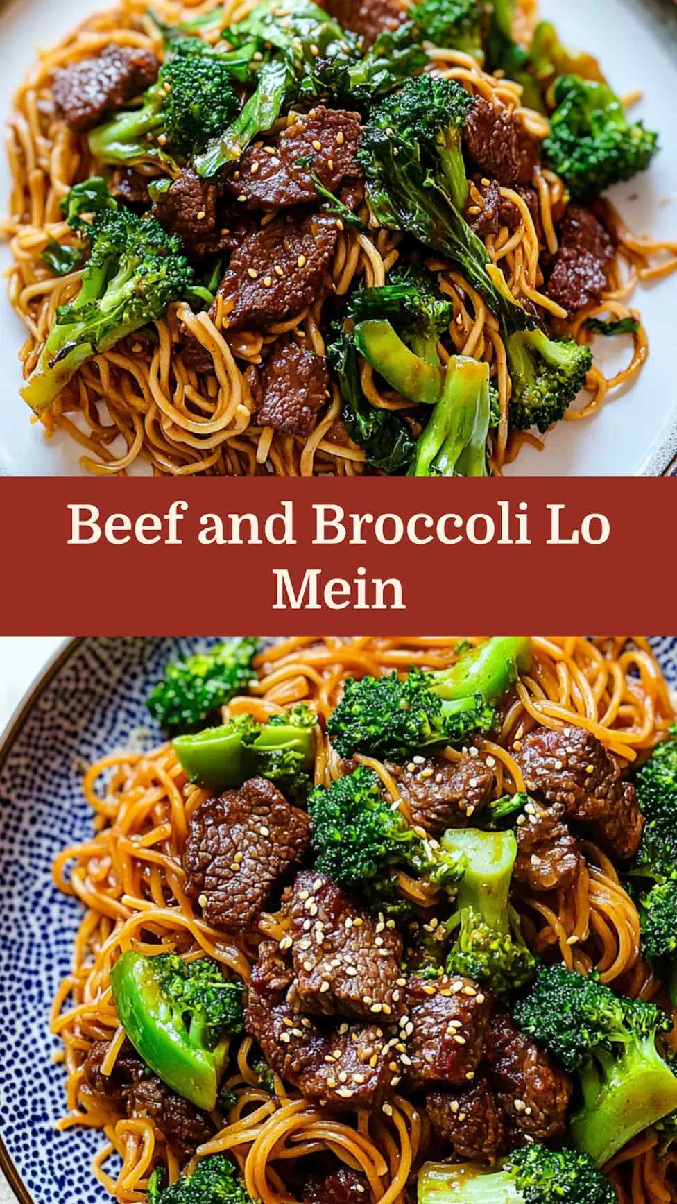 Beef and Broccoli Lo Mein Noodles Pinterest image