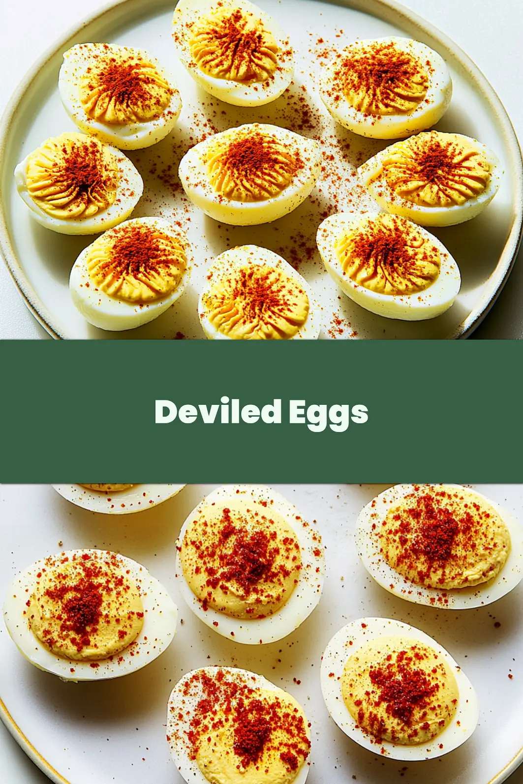 BEST DEVILED EGGS RECIPE centered hero view, clean and uncluttered