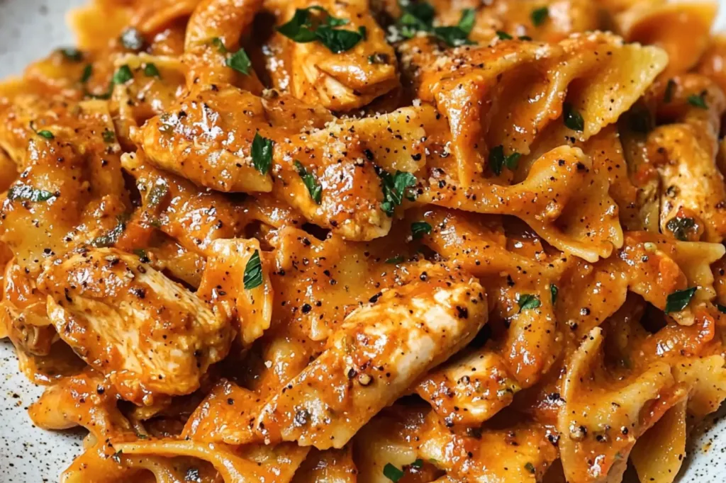 CAJUN CHICKEN PASTA RECIPE centered hero view, clean and uncluttered