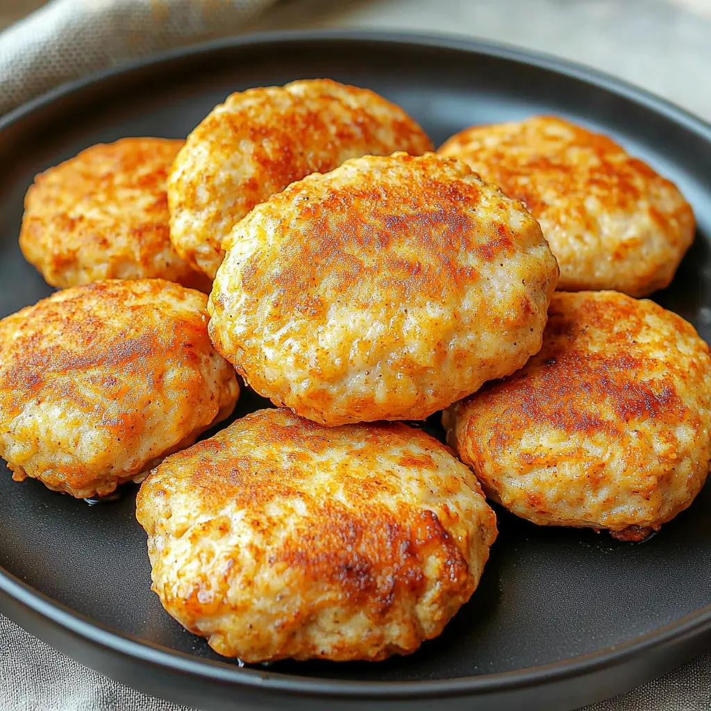 CHICKEN PATTIES IN AIR FRYER centered hero view, clean and uncluttered