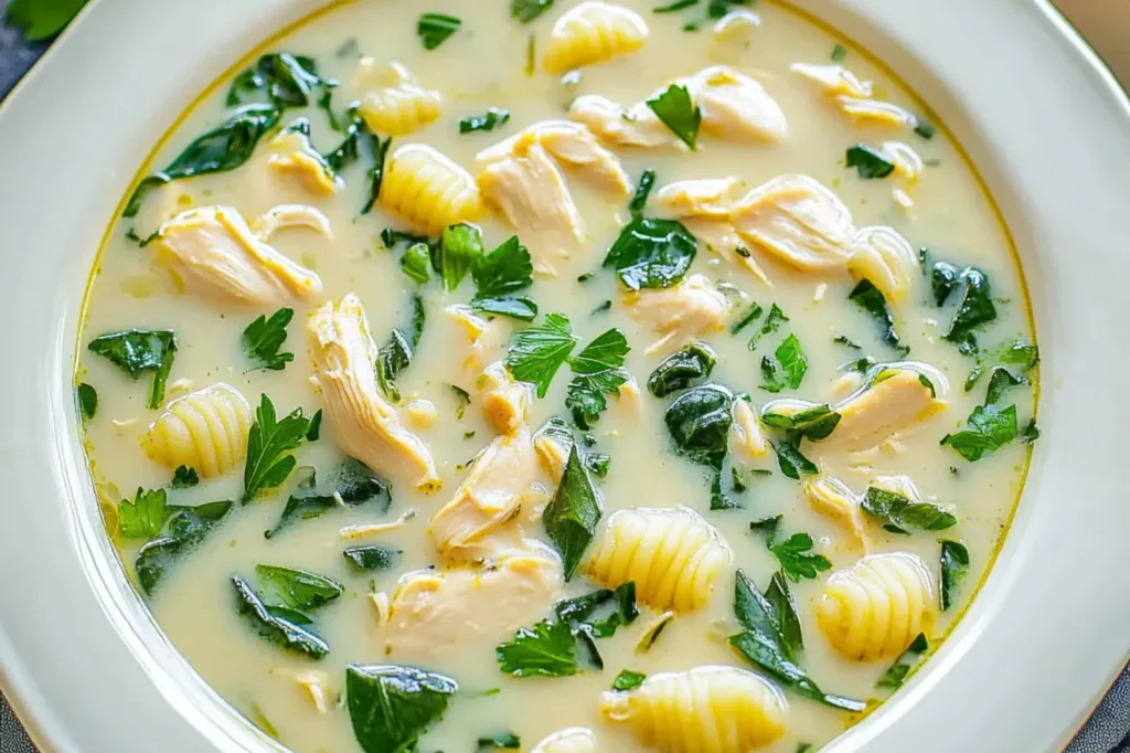 COPYCAT OLIVE GARDEN CHICKEN GNOCCHI SOUP centered hero view, clean and uncluttered