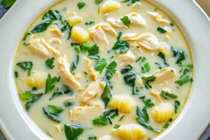 COPYCAT OLIVE GARDEN CHICKEN GNOCCHI SOUP centered hero view, clean and uncluttered