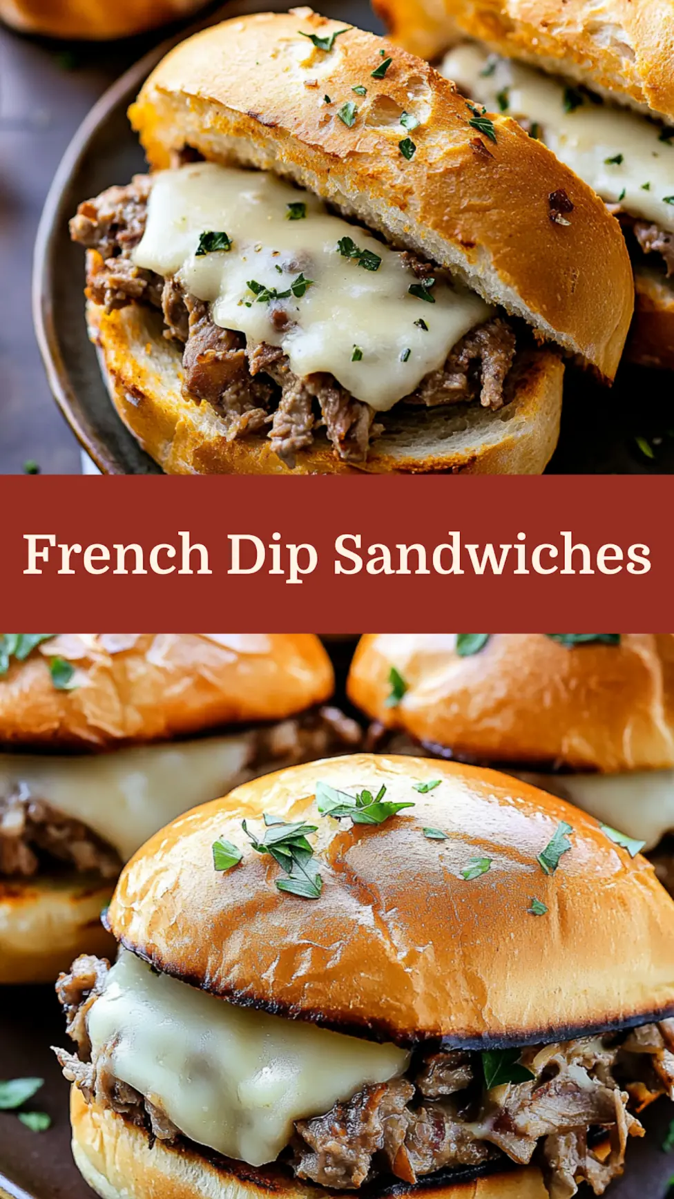 Crafting Crockpot French Dip Sandwiches Easy Dinner 4 CRAFTING CROCKPOT FRENCH DIP SANDWICHES centered hero view, clean and uncluttered