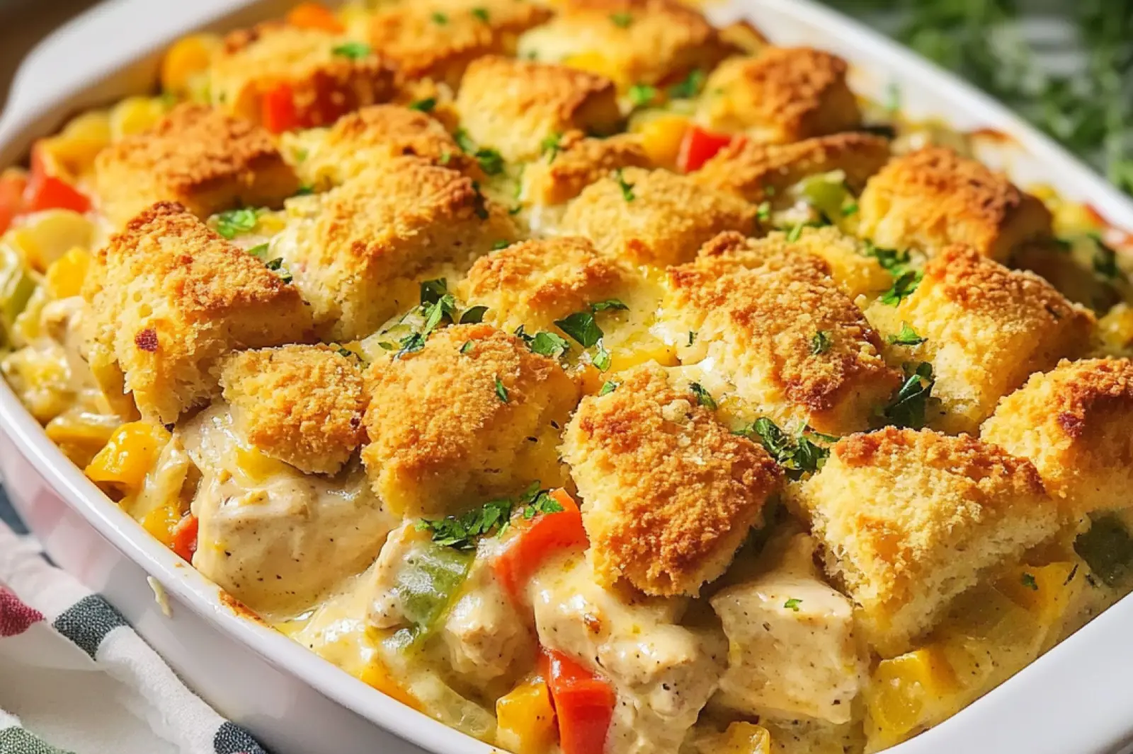 Creamy Chicken and Biscuit Casserole Easy Weeknight Dinner