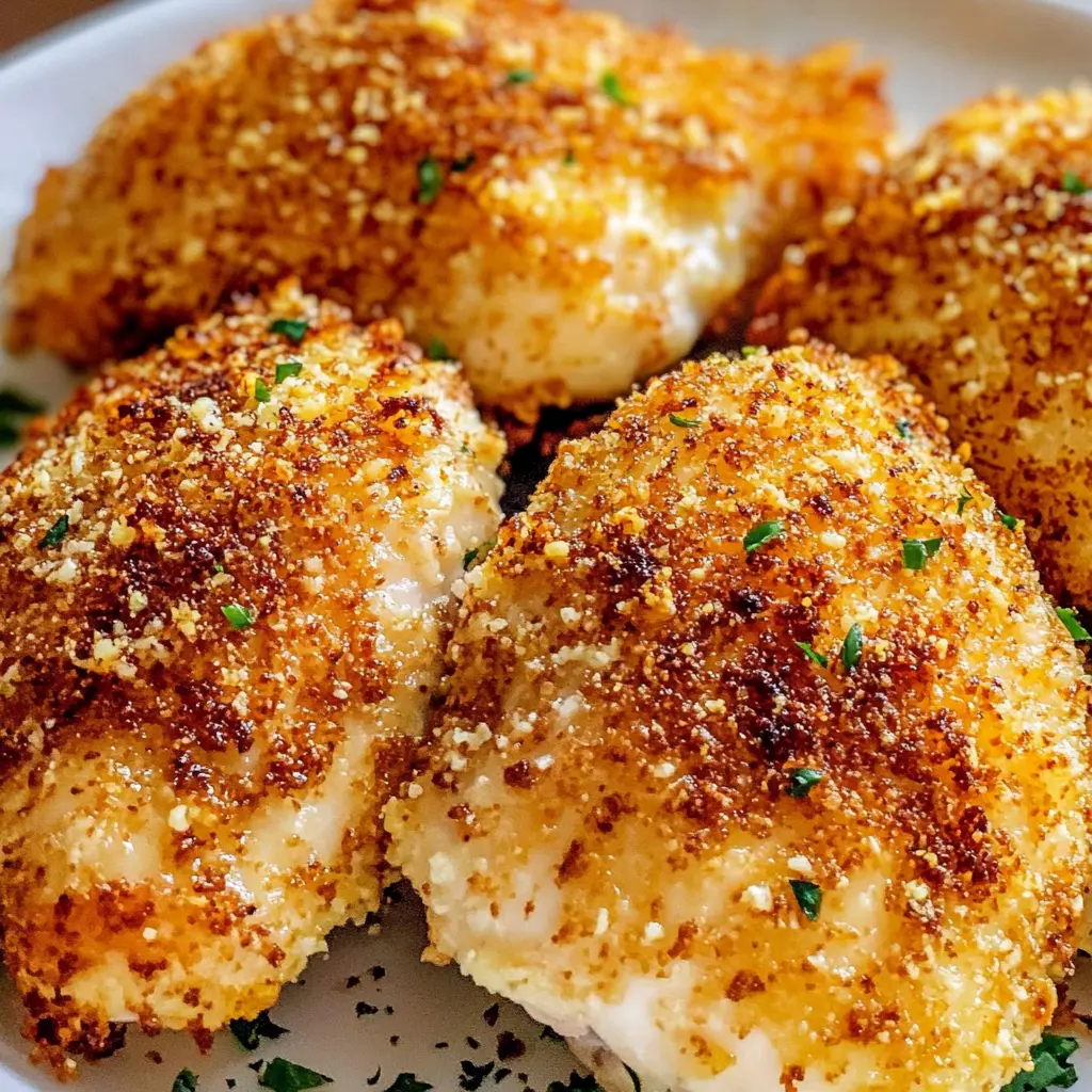 Crispy Air Fryer Parmesan Chicken centered hero view, clean and uncluttered