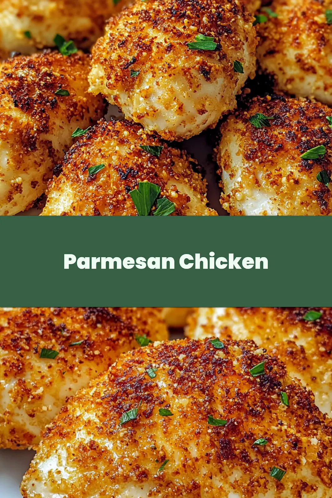 Crispy Air Fryer Parmesan Chicken centered hero view, clean and uncluttered pin