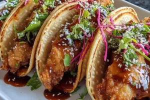 Crispy Chicken Wonton Tacos Easy Weeknight Dinner CRISPY CHICKEN WONTON TACOS centered hero view, clean and uncluttered