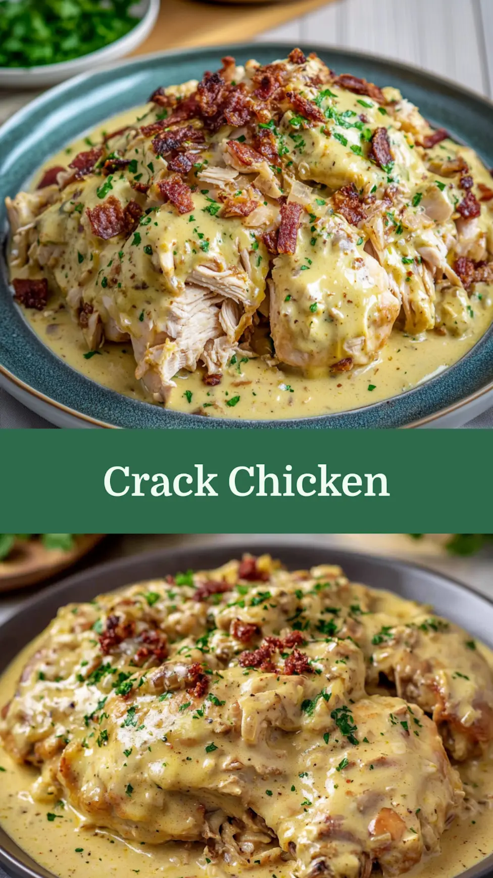 Crock Pot Crack Chicken Recipe Easy Delicious Dinner 4 CROCK POT CRACK CHICKEN centered hero view, clean and uncluttered