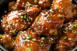 Crock Pot Honey Garlic Chicken Easy Weeknight Dinner CROCK POT HONEY GARLIC CHICKEN centered hero view, clean and uncluttered