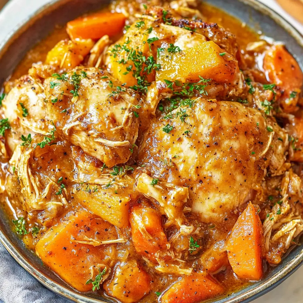 Crockpot Chicken Pot Roast Easy Cozy Dinner Recipe 3 Crockpot chicken pot roast with tender chicken and vegetables in savory gravy