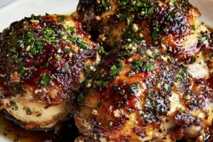 GARLIC HERB CHICKEN centered hero view, clean and uncluttered