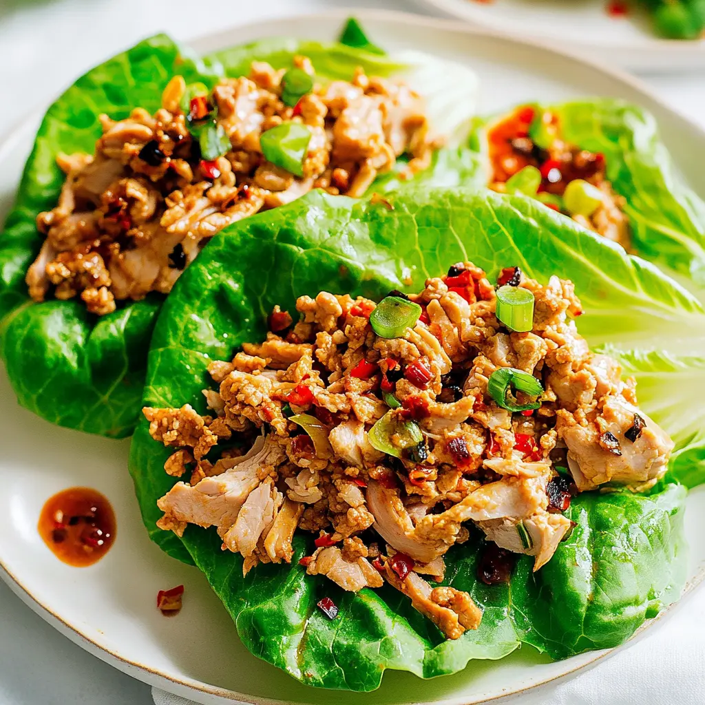 Ground Turkey Lettuce Wraps Easy Weeknight Dinner 3 Ground turkey lettuce wraps centered hero view, clean and uncluttered