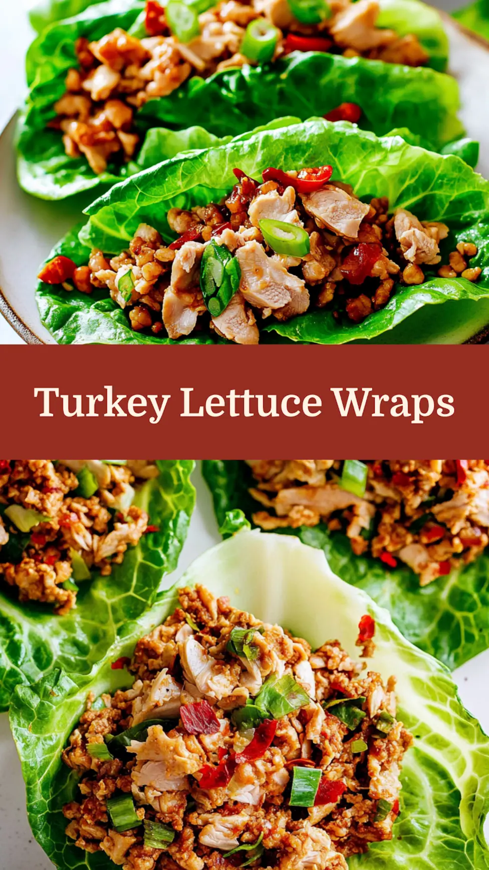 Ground Turkey Lettuce Wraps Easy Weeknight Dinner 4 Ground turkey lettuce wraps centered hero view, clean and uncluttered