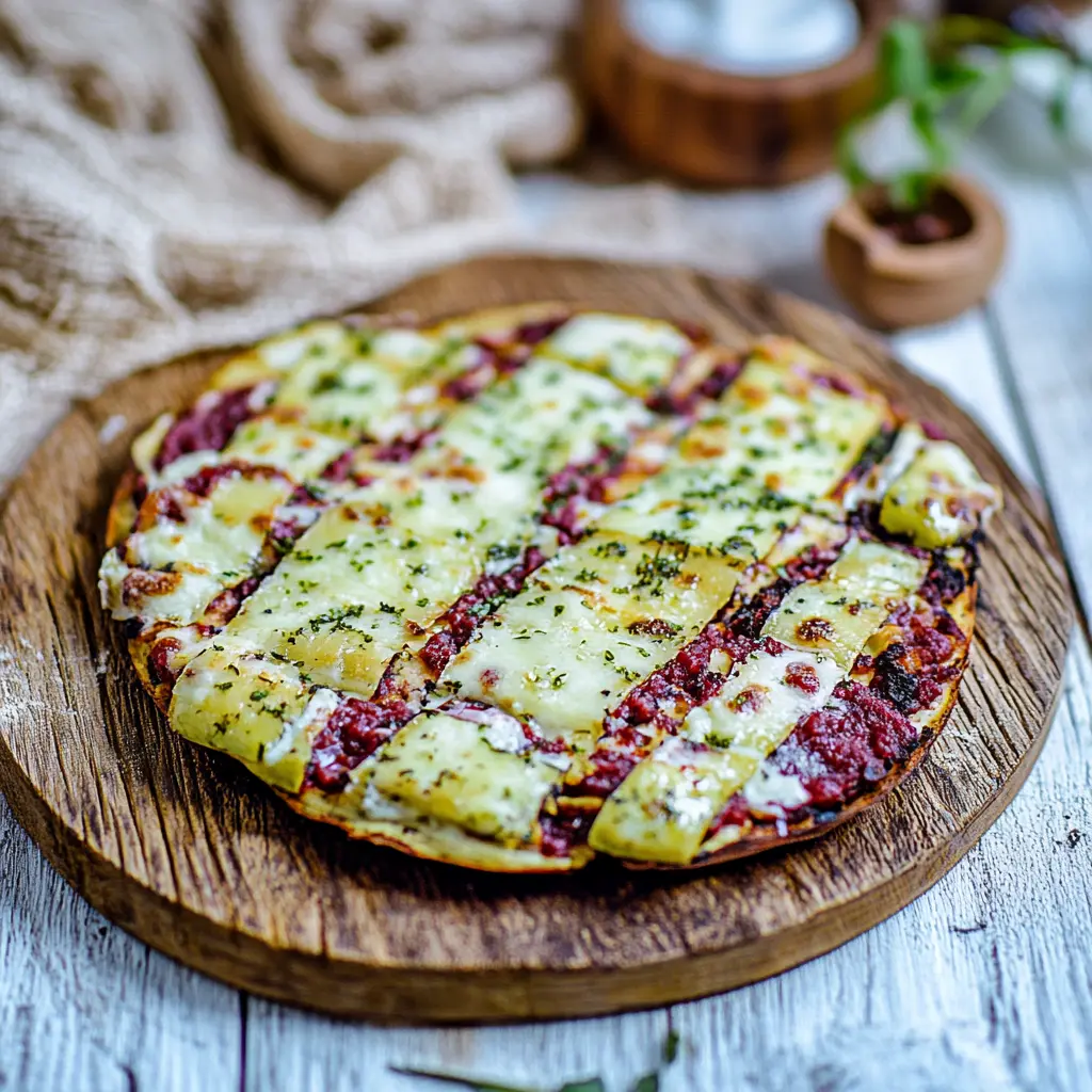 HIGH PROTEIN COTTAGE CHEESE FLATBREAD centered hero view, clean and uncluttered