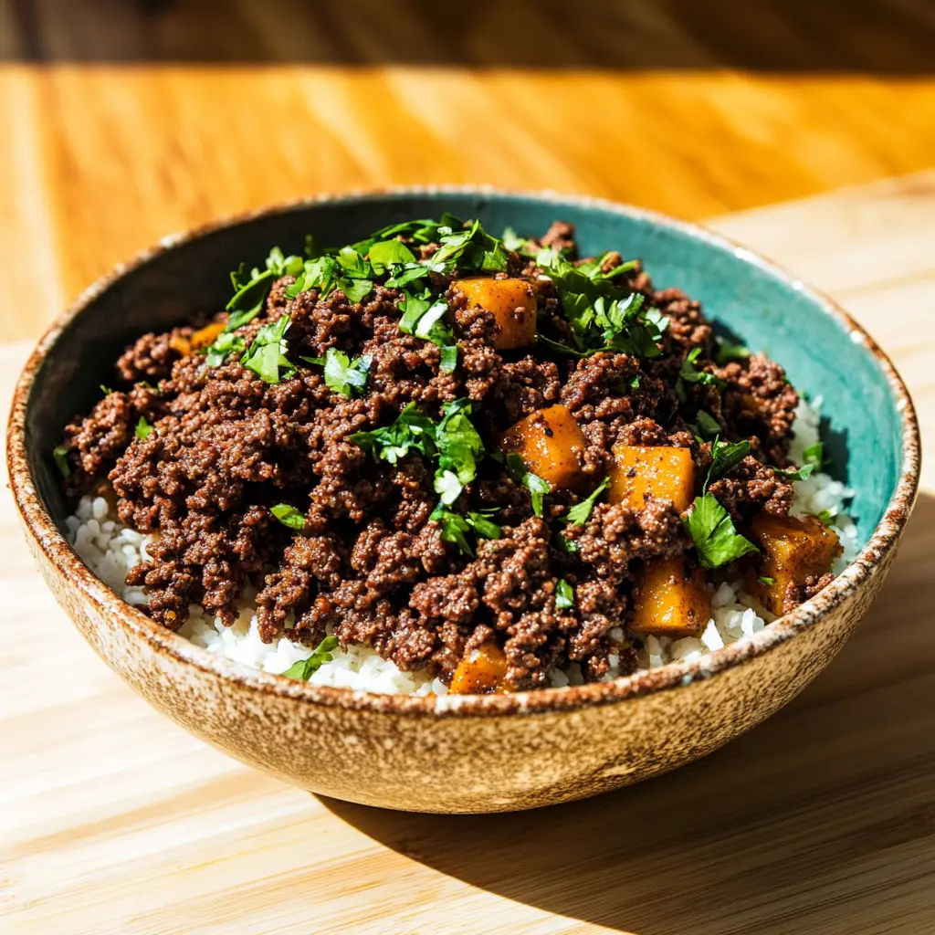 High Protein Ground Beef Bowl Meal Prep Easy Dinner 3 High protein ground beef bowl meal prep with roasted sweet potatoes and fresh toppings