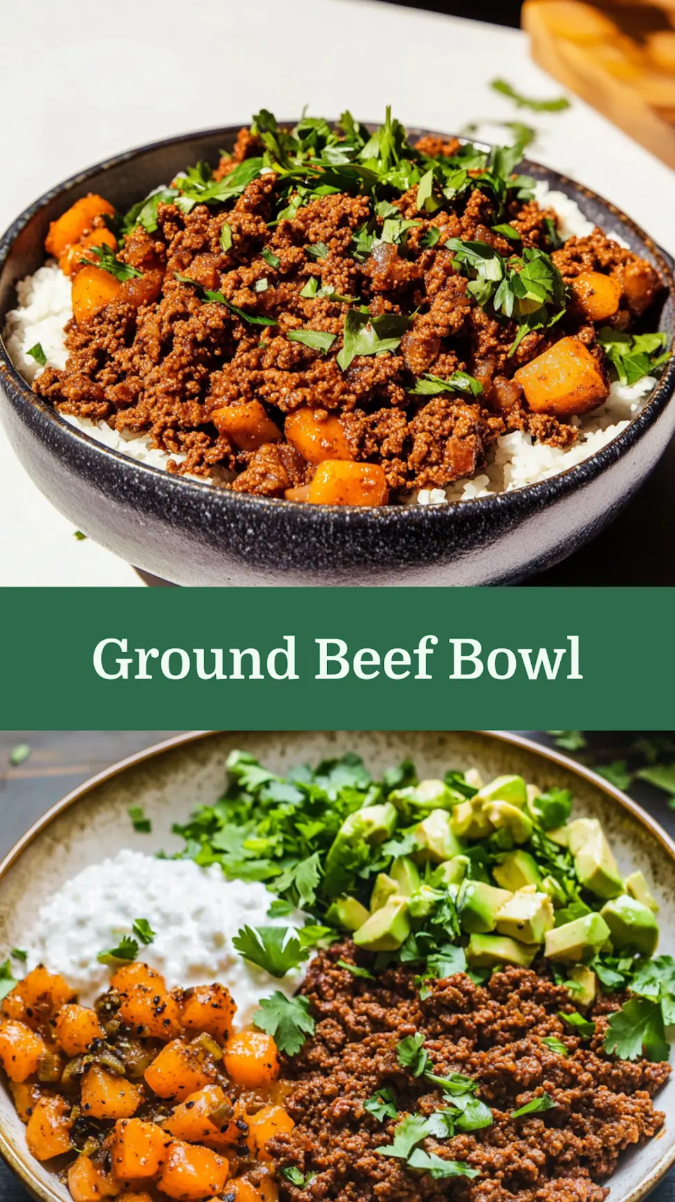 High Protein Ground Beef Bowl Meal Prep Easy Dinner 4 High protein ground beef bowl meal prep recipe pin image