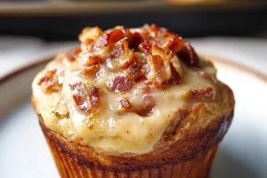 HIGH PROTEIN MAPLE BACON PANCAKE MUFFINS centered hero view, clean and uncluttered