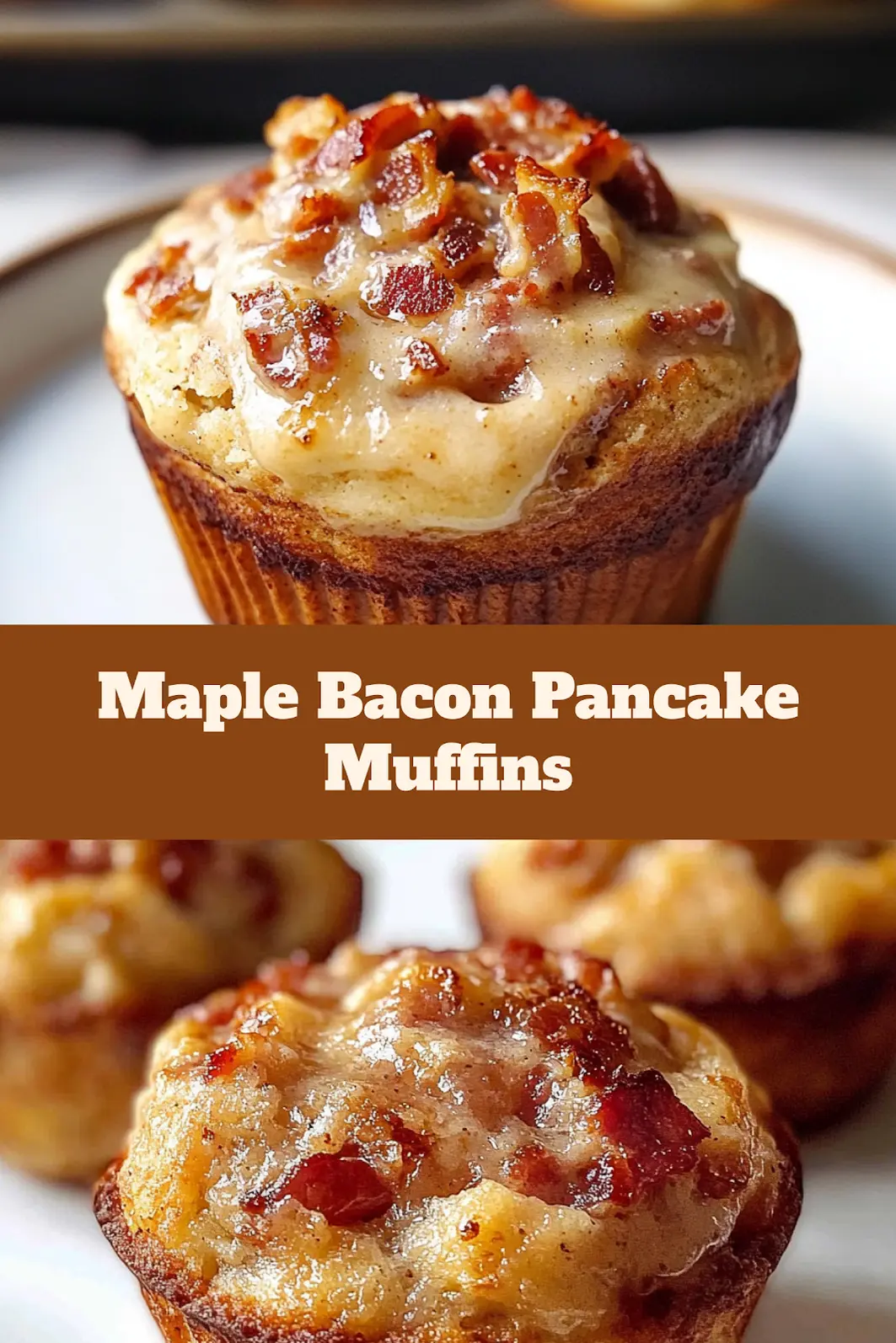 HIGH PROTEIN MAPLE BACON PANCAKE MUFFINS centered hero view, clean and uncluttered