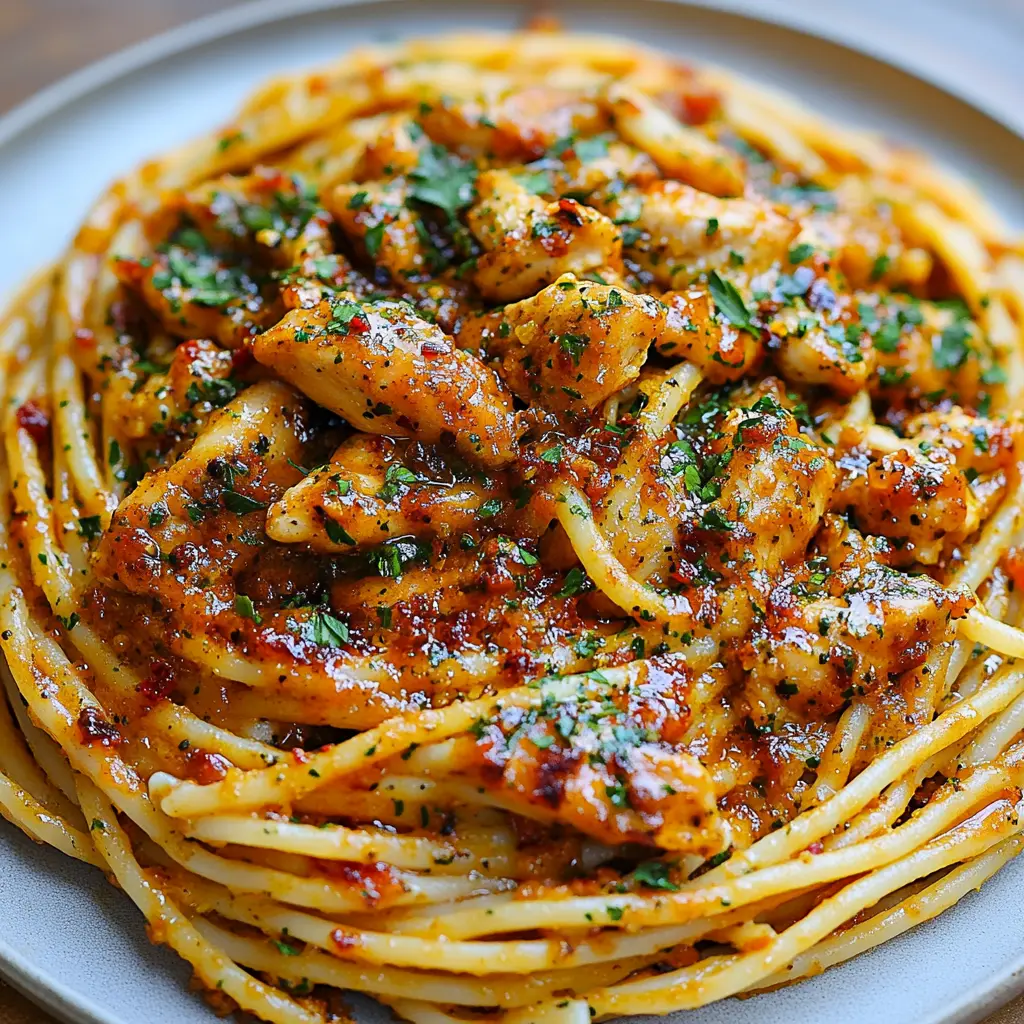 HONEY PEPPER CHICKEN PASTA centered hero view, clean and uncluttered