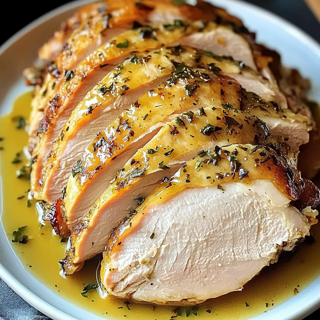 JUICY CROCKPOT TURKEY BREAST centered hero view, clean and uncluttered