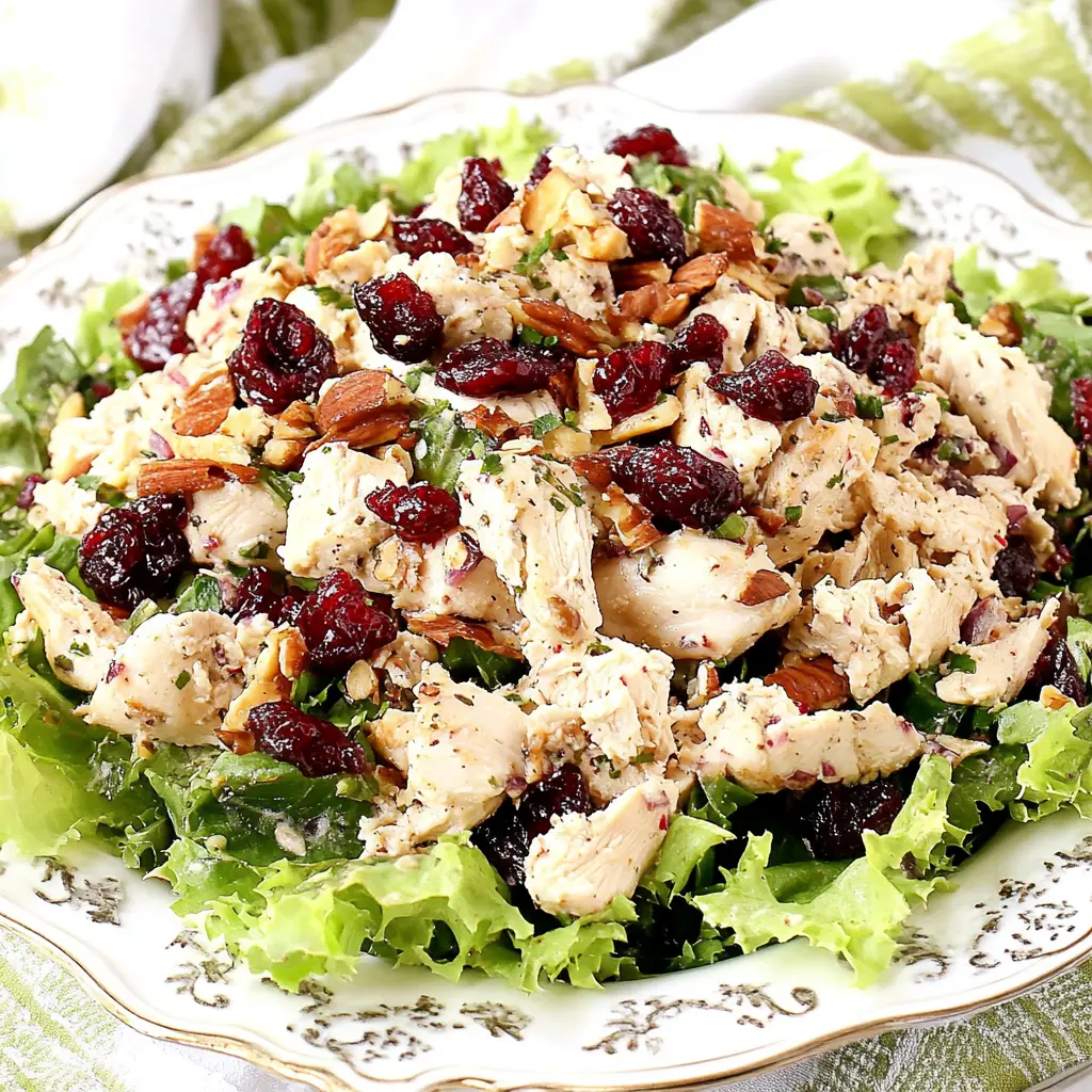 KETO CRANBERRY CHICKEN SALAD centered hero view, clean and uncluttered