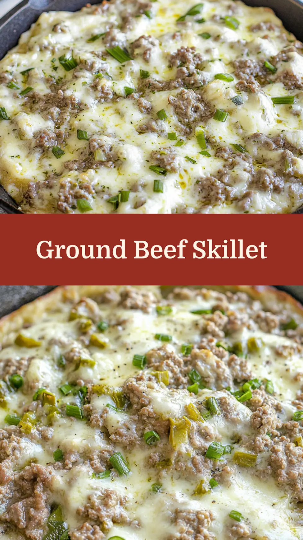 KETO GROUND BEEF SKILLET EASTER DINNER centered hero view, clean and uncluttered